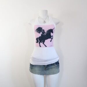 y2k unicorn ipod silhouette graphic ribbed tank cyber